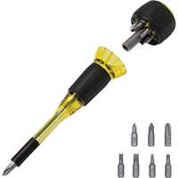 8-in-1 Tru-Grip Screwdriver with Stubby, 6-57/100" L, Plastic Handle O-Max