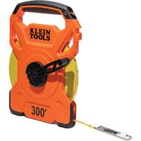 Open Reel Tape Measure with Single Hook and Carabiner, 1/2" x 300', 1/10" Graduations O-Max