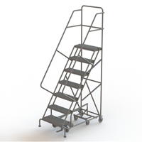 All Directional Rolling Ladder, 7 Steps, 24" Step Width, 70" Platform Height, Steel VC550 | O-Max