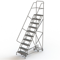 All Directional Rolling Ladder, 10 Steps, 24" Step Width, 100" Platform Height, Steel O-Max