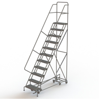 All Directional Rolling Ladder, 11 Steps, 24" Step Width, 110" Platform Height, Steel VC554 | O-Max