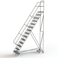 All Directional Rolling Ladder, 14 Steps, 24" Step Width, 140" Platform Height, Steel VC557 | O-Max
