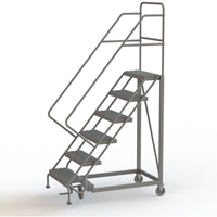 Safety Slope Rolling Ladder, 6 Steps, Serrated, 50° Incline, 60" High O-Max