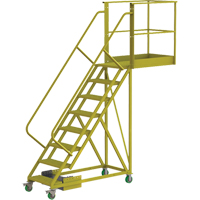 Cantilever Rolling Ladder, Unsupported, 8 Steps, 40" Platform Depth, 80" Platform Height O-Max