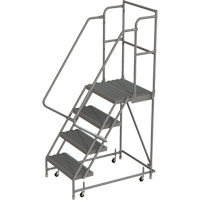 Deep Top Step Rolling Ladder, 4 Steps, 16" Step Width, 40" Platform Height, Steel O-Max