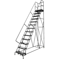Deep Top Step Rolling Ladder, 13 Steps, 24" Step Width, 130" Platform Height, Steel O-Max