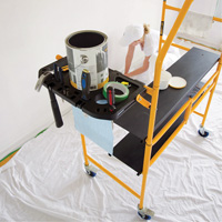 Jobsite Series 4' Safety Rail & Tool Shelf Scaffold Kit, Steel Frame, 49-1/2" D x 57-3/4" H O-Max