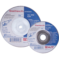 Saitech Ultimate Performance Grinding Wheel, 4" x 1/4", 3/8" Arbor, Aluminum Oxide, Type 27 O-Max