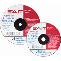 Cut-Off Wheel, 4" x 0.045", 5/8" Arbor, Type 27, Aluminum Oxide, 13500 RPM O-Max