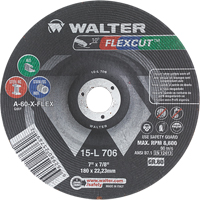 Meules &agrave; moyeu d&eacute;port&eacute; Flexcut, 7", 60 Grain, Oxyde d'aluminium, 7/8", 8600 Tr/min, Type 29 O-Max