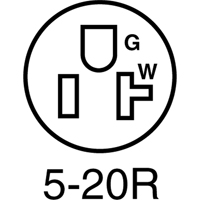 2-Pole 3-Wire Grounding Straight Blade Connector, 5-20P, Nylon O-Max