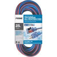 Arctic Blue TPE-Rubber Locking Extension Cord, All-Weather, SJEOW, 12/3 AWG, 15 A, 25' O-Max