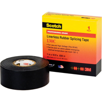 Scotch<sup>®</sup> Linerless Rubber Splicing Tape 130C, 25.4 mm (1") x 9.14 m (30'), Black XC323 | O-Max