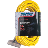 Vinyl Extension Cord with Light Indicator, Outdoor, SJTOW, 12/3 AWG, 15 A, 3 Outlet(s), 50' O-Max