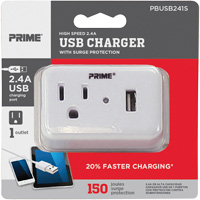 Prime&reg; USB Charger with Surge Protector O-Max