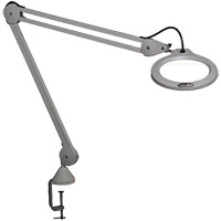 Magnifying Lamp, 5 Diopter, LED Light, 45" Arm, C-Clamp, Grey O-Max