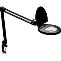 Lampe loupe ajustable, Dioptrie 5, Ampoule DEL, Bras de 47", Pinces serre-joints, Noir O-Max
