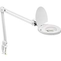 Lampe loupe ajustable, Dioptrie 5, Ampoule DEL, Bras de 47", Pinces serre-joints, Blanc O-Max