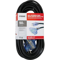 Cordon rallonge All-Rubber, Ext&eacute;rieur, SJOOW, AWG 12/3, 15 A, 3 prise(s), 50' O-Max