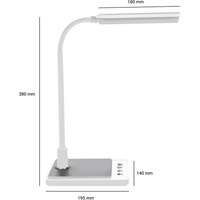 Lampe de bureau à col de cygne avec chargeur USB, 8 W, DEL, Col 15", Blanc XI753 | O-Max