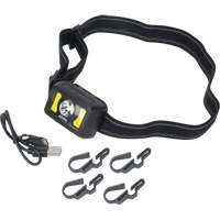 Headlamp, LED, 350 Lumens, 2 Hrs. Run Time, Rechargeable Batteries O-Max