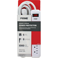 Surge Protector, 6 Outlets, 1000 J, 1875 W, 8' Cord O-Max
