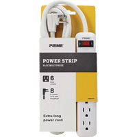 Power Strip, 6 Outlet(s), 8', 15 A, 1875 W, 125 V O-Max